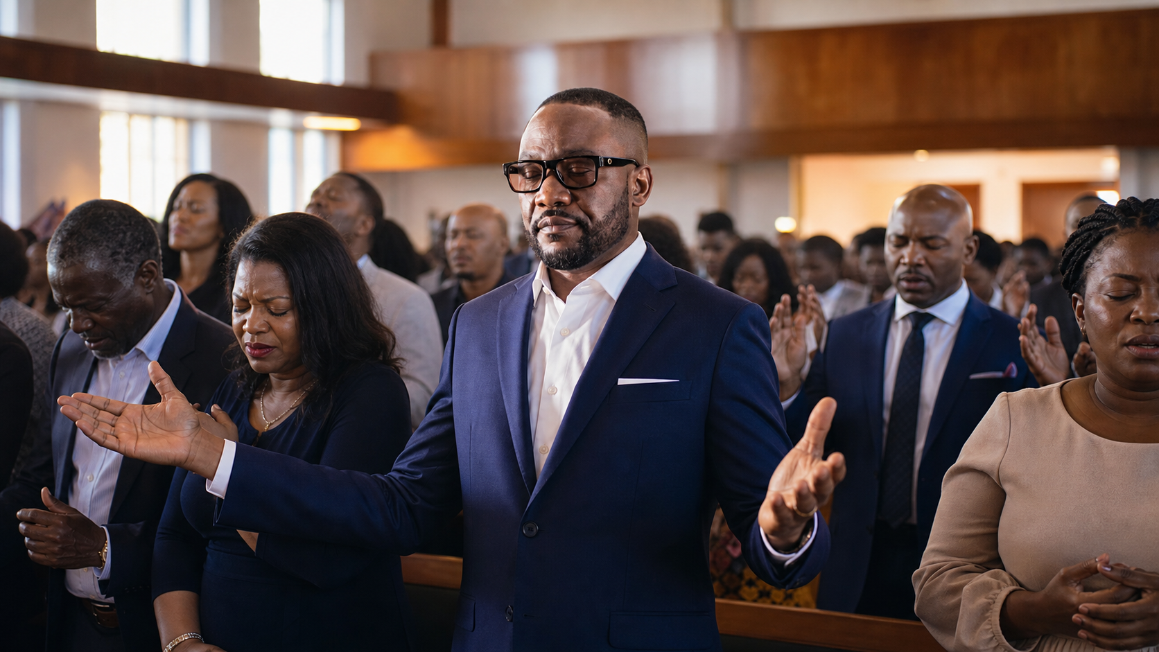 Pastor Roland Arthur-Kingsley worshipping with the church community